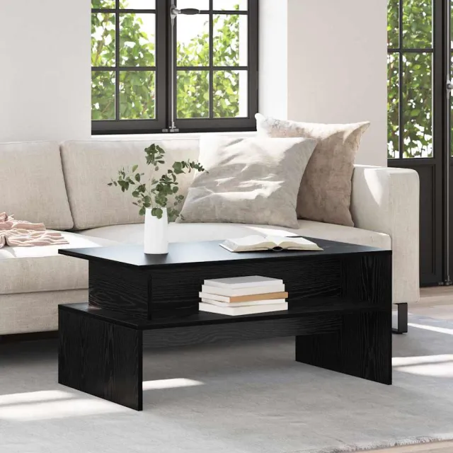 vidaXL Salontafel Zwart Eiken 90 x 55 x 42,5 cm Bewerkt hout, foto 2