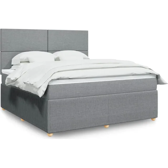 vidaXL Boxspring met matras stof lichtgrijs 180x200 cm grijs