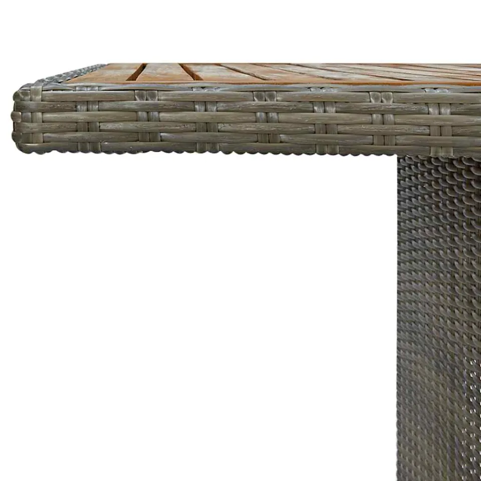 vidaXL Tuintafel poly rattan en massief acaciahout bruin, foto 3