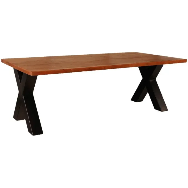 Lizzely Garden & Living Salontafel x-poot mangohout 130cm walnoot Pato side table massief hout mango bijzettafel