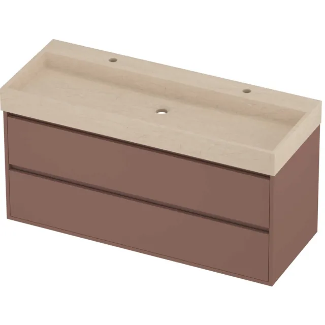 Proline Evoli Badmeubelset Hardsteen Loft 2 Gaten 120x46x62 cm Sand Stone Beauty Blush Rosé Goud