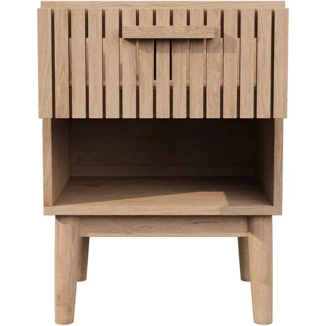JOYNEXTBUY Nachtkastjes Set van 2 – Boho Nachtkastje met Lade – Houten Bijzettafel – Natuurlijke Houtkleur – 55 x 40 x 35 cm