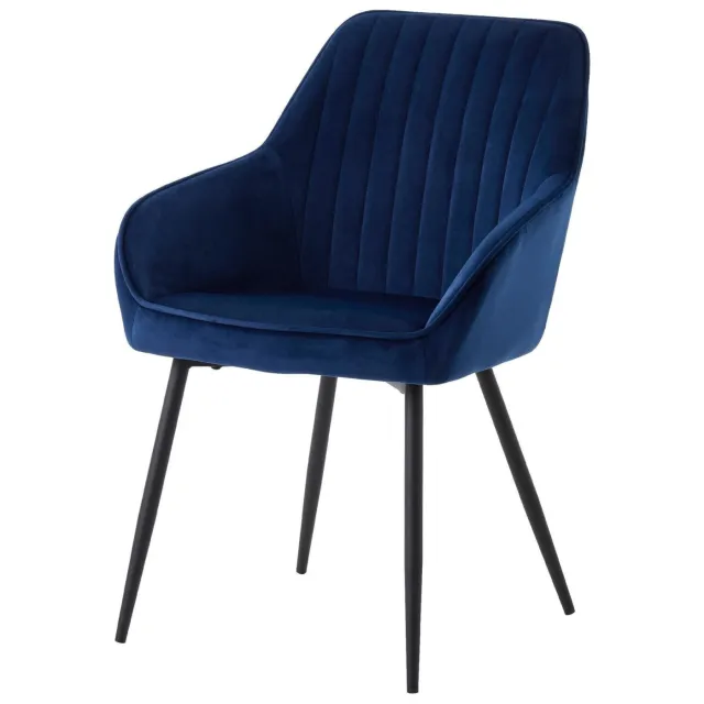 Nest of Nora Set van 2 - Nest of Nora Eetkamerstoelen Zane met armleuningen - Fluweel - Blauw