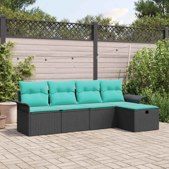 vidaXL Tuin Sofa Set 5 st Poly riet Zwart
