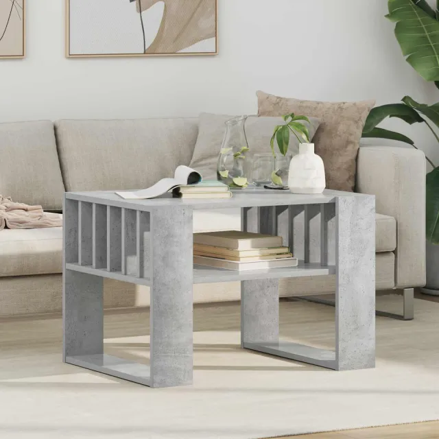 vidaXL Salontafel Beton Grijs 66 x 49,5 x 45 cm Bewerkt hout