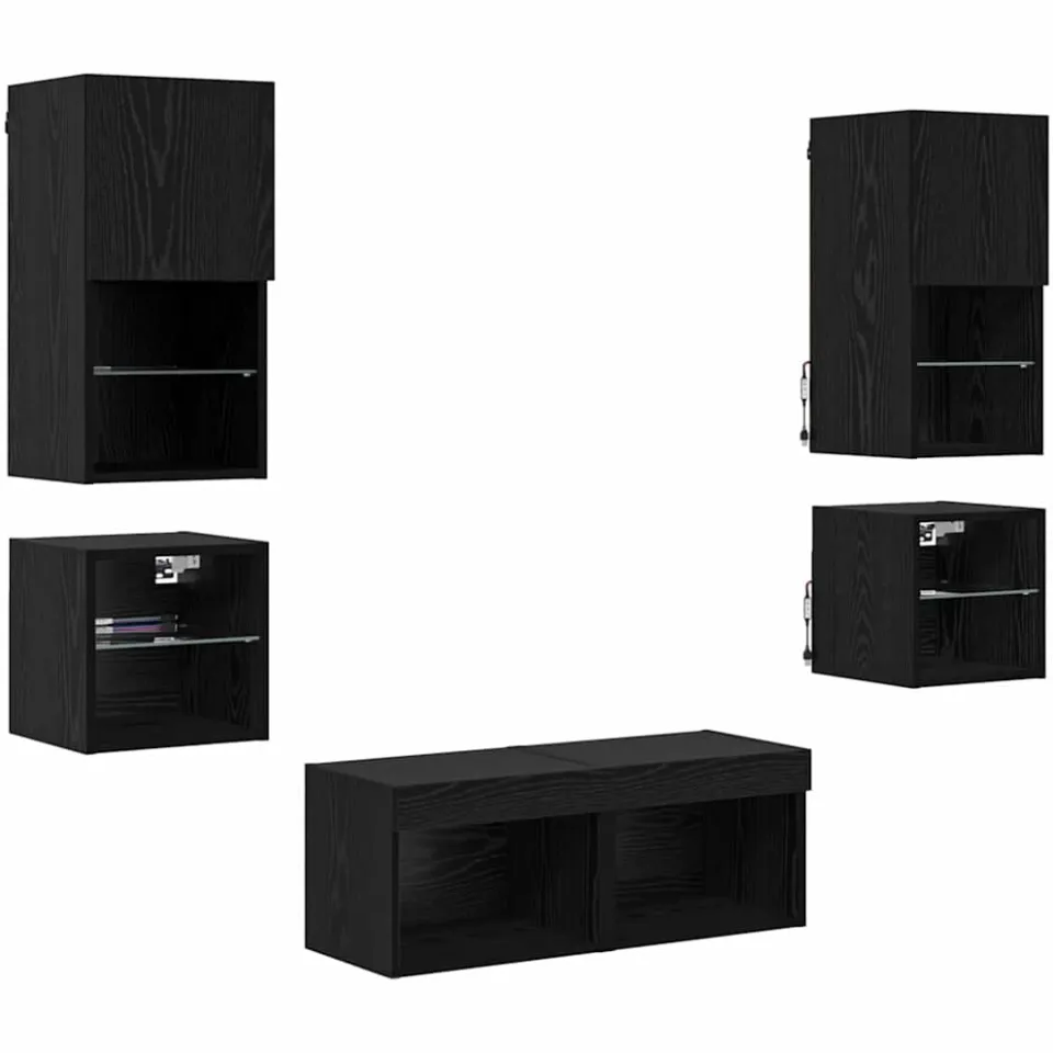 vidaXL TV Wandmeubels 8 st 30,5 x 30 x 60 cm Zwart Eiken, foto 3
