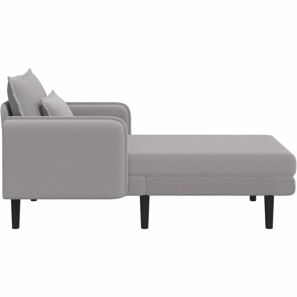 vidaXL Grote chaise longue Lichtgrijs Bouclé, foto 4