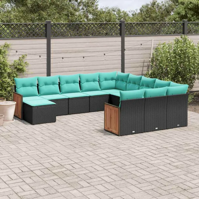 vidaXL 12-delige tuinbankset met kussens van zwart polyrotan, foto 2