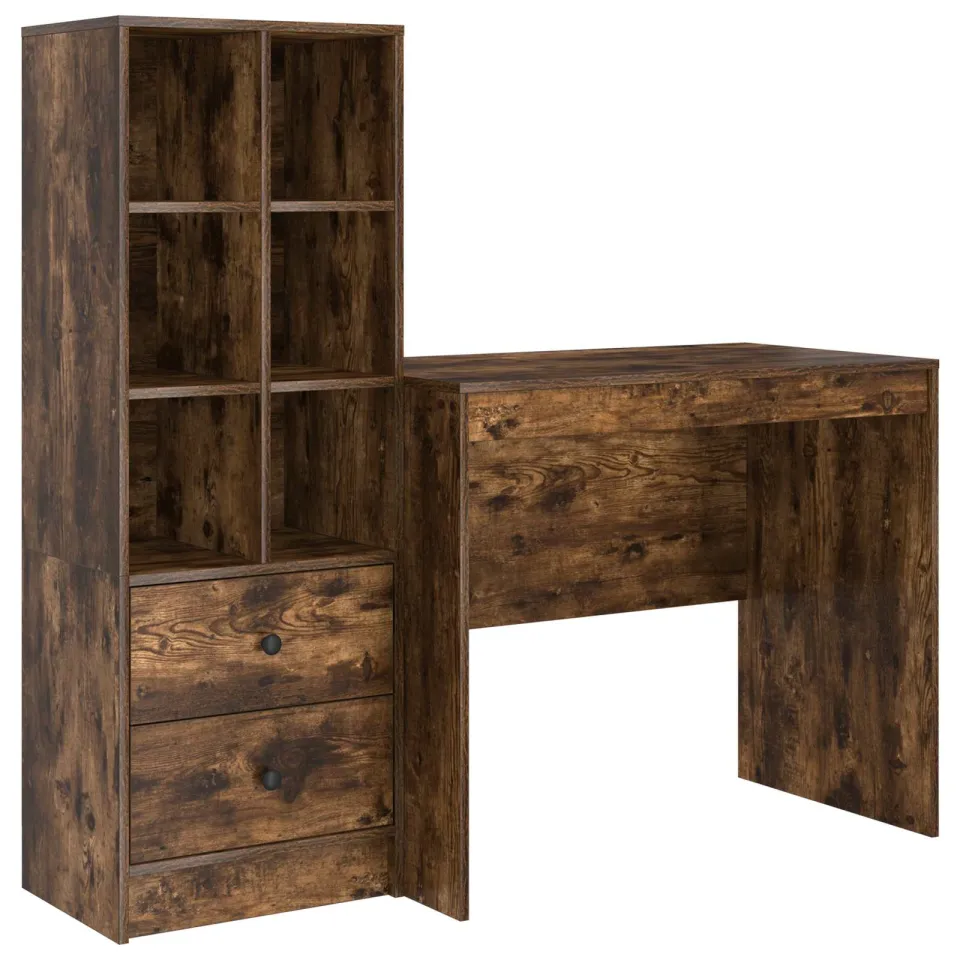 vidaXL Bureau Gerookt eiken 135,5 x 50 x 127 cm 2 st, foto 3