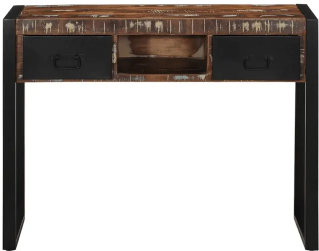 vidaXL Wandtafel - 100x35x75 - cm - massief - gerecycled - hout - meerkleurig