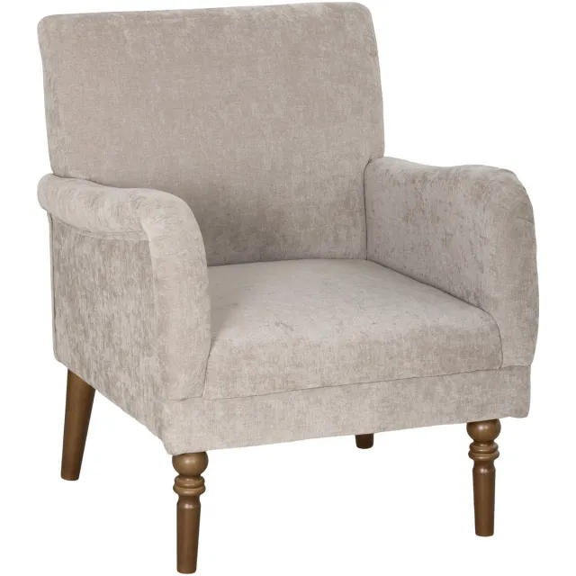 Hoohohoo Fauteuil - loungestoel met rugleuning - fauteuil met houten poten - relaxfauteuil voor woonkamer - slaapkamer - grijs