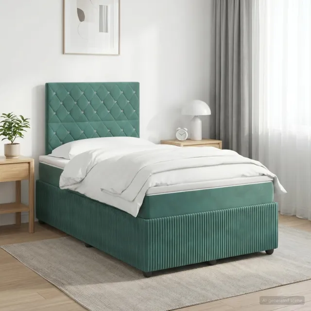 vidaXL Boxspringbed met matras Donkergroen 120 x 200 cm Fluweel