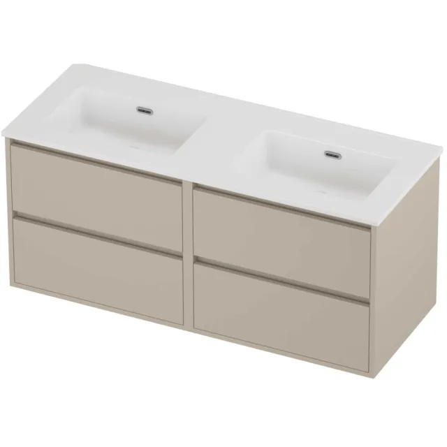 Proline Tribute Badmeubelset Porselein Elegant Dubbel 120x46x54 cm Glans Wit Soft Linen Beige