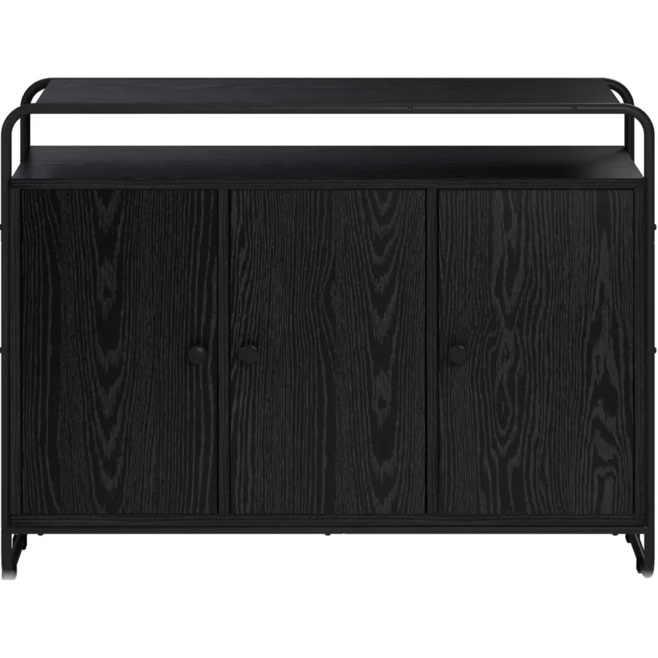 vidaXL Dressoir Zwart eiken 102 x 35 x 75 cm Bewerkt hout, foto 4