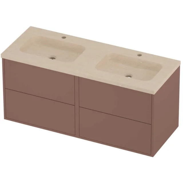 Proline Rollo Badmeubelset Hardsteen Elegant Dubbel 2 Gaten 120x46x54 cm Sand Stone Beauty Blush Rosé Goud