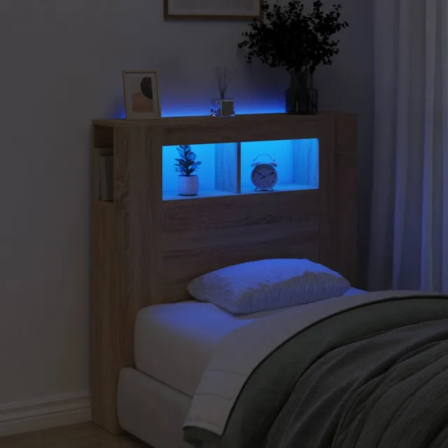 vidaXL Hoofdeinde met LED 100x18,5x103,5 cm bewerkt hout sonoma eiken Bruin