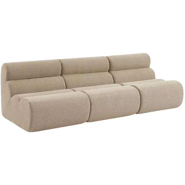 sweeek Set van 3 stoffen fauteuils getextureerde bouclé 1 zitplaats - nova Beige