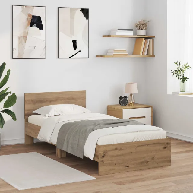 vidaXL Bedframe Artisanaal eiken 80 x 200 cm Bewerkt hout Bruin