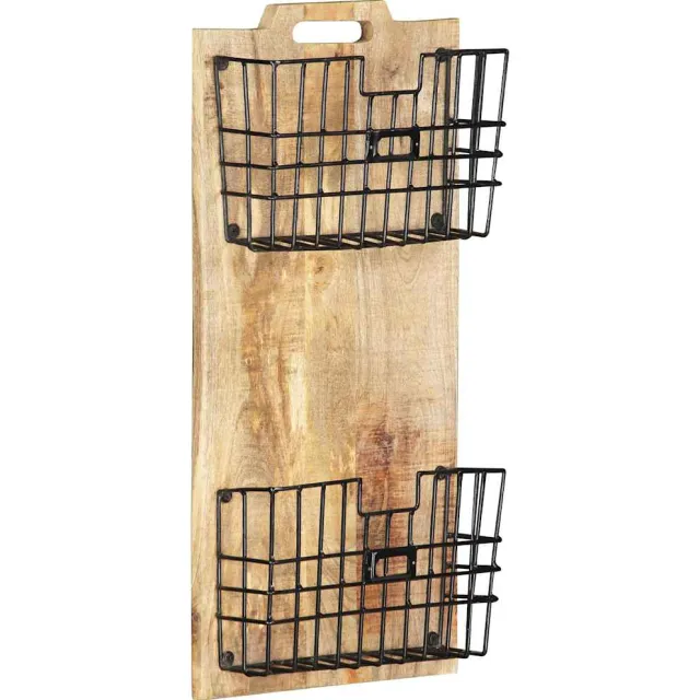 vidaXL Tijdschriftenwandrek 33x10x67 cm massief ruw mangohout Bruin