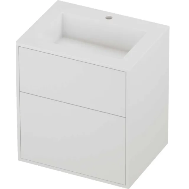 Proline Aristo Badmeubelset Polystone Elegant 1 Kraangat 60x46x67 cm Glans Wit Mat White Mat Wit