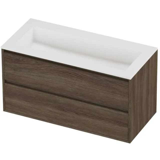 Proline Aristo Badmeubelset Polystone Elegant 100x46x54 cm Mat White Vital Oak Eiken