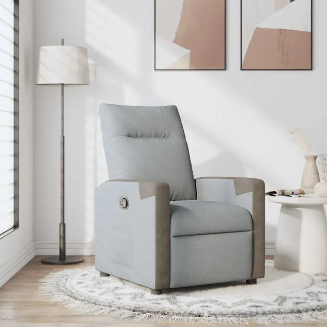 vidaXL Fauteuil verstelbaar stof lichtgrijs
