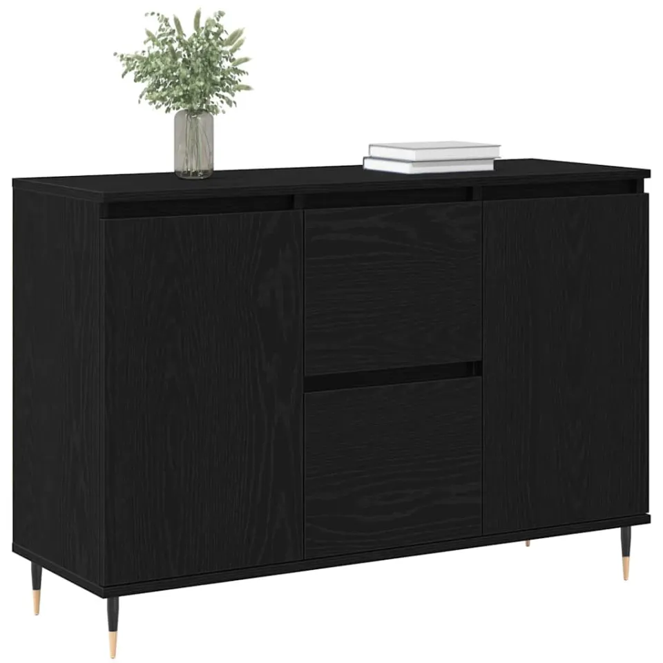 vidaXL Dressoir Zwart Eiken 101,5 x 35 x 70 cm Bewerkt hout