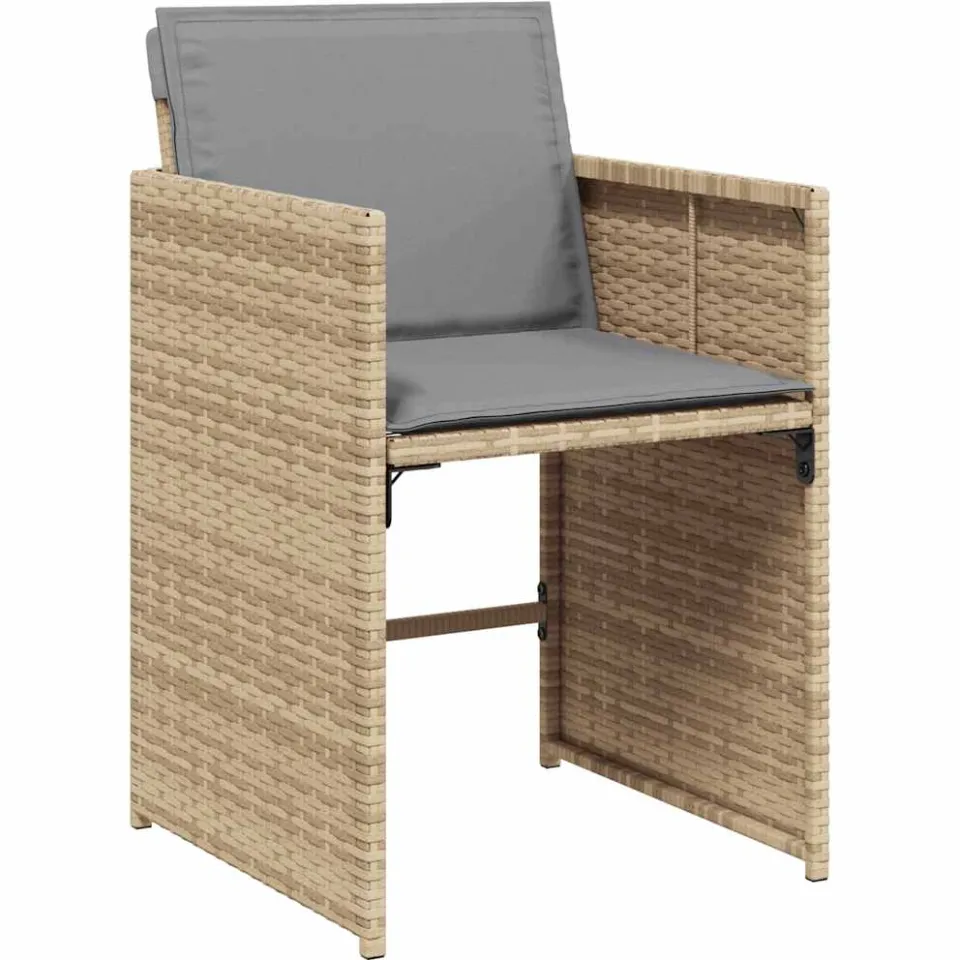 vidaXL 17-delige Tuinset met kussens poly rattan gemengd beige, foto 4