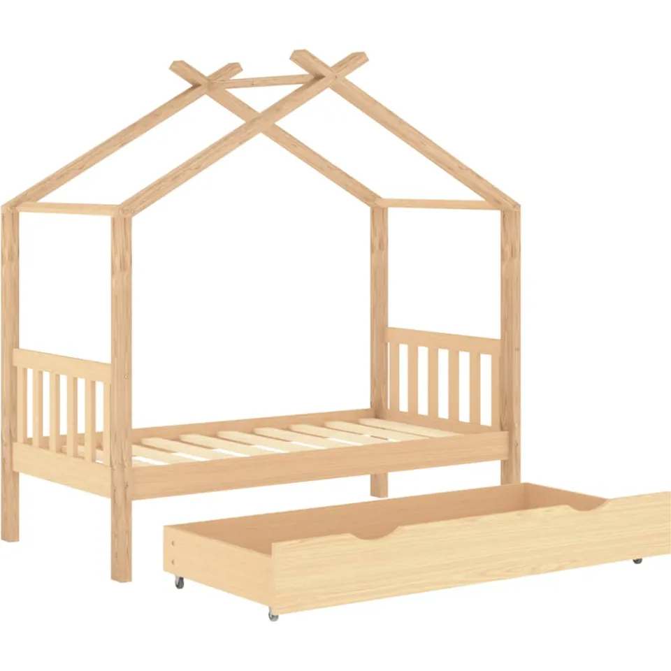 vidaXL Kinderbedframe met lade massief grenenhout 80x160 cm bruin, foto 4