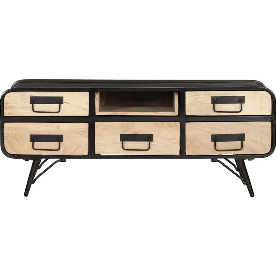 vidaXL Salontafel 100x50x40 cm massief mangohout zwart, foto 3