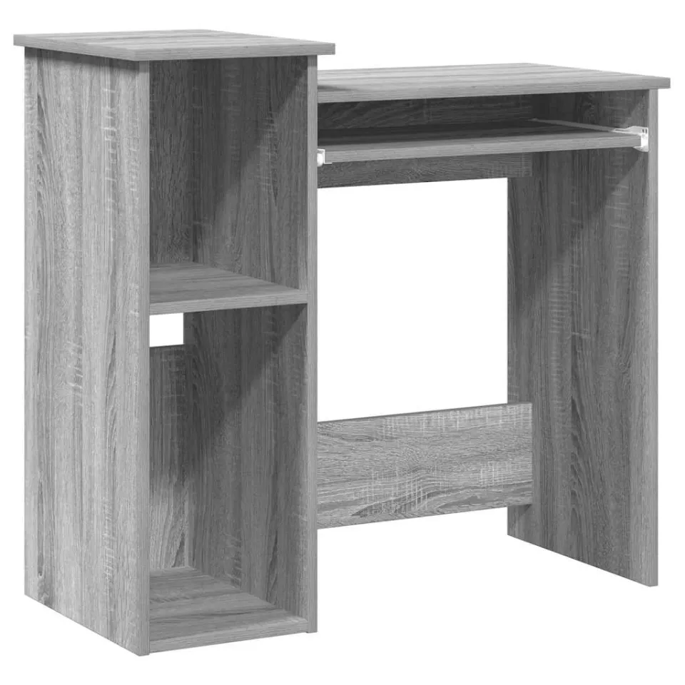 vidaXL Bureau met schappen 84x40x78 cm bewerkt hout grijs sonoma, foto 3