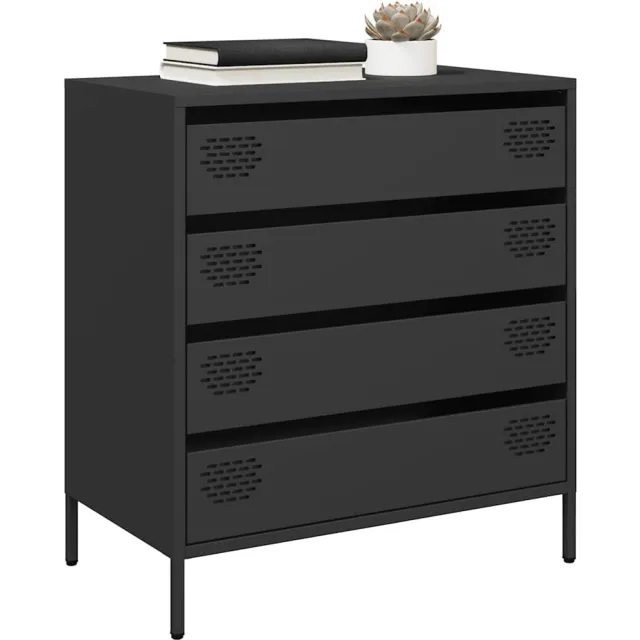 vidaXL Dressoir 68x39x73,5 cm koudgewalst staal zwart