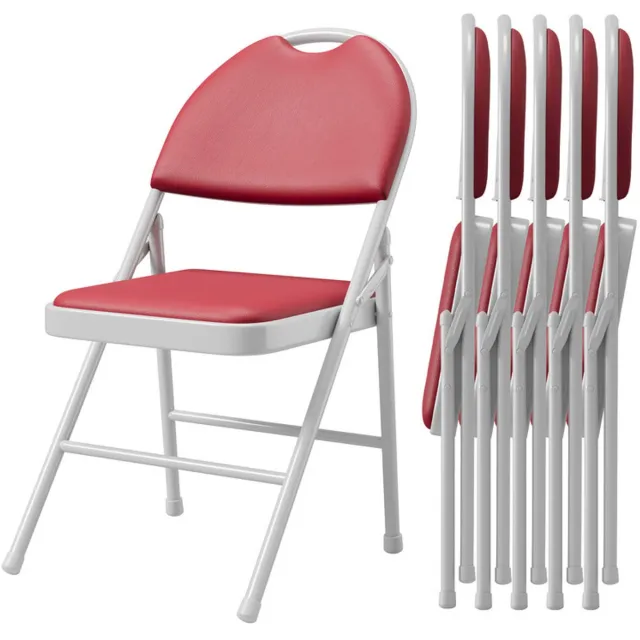 Triumpunpre Opvouwbare Stoelen met Rugleuning - Set van 6 - PU Gevoerde Stoelen - Eetkamer/Events/Camping - Inklapbaar - Rood rood 6