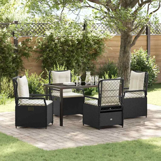 vidaXL Tuin eettafelset 5 st Zwart poly rattan
