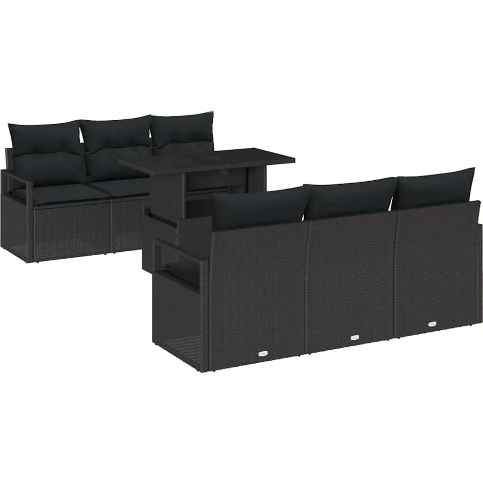 vidaXL Tuin Sofa Set 7 st Zwart Poly riet