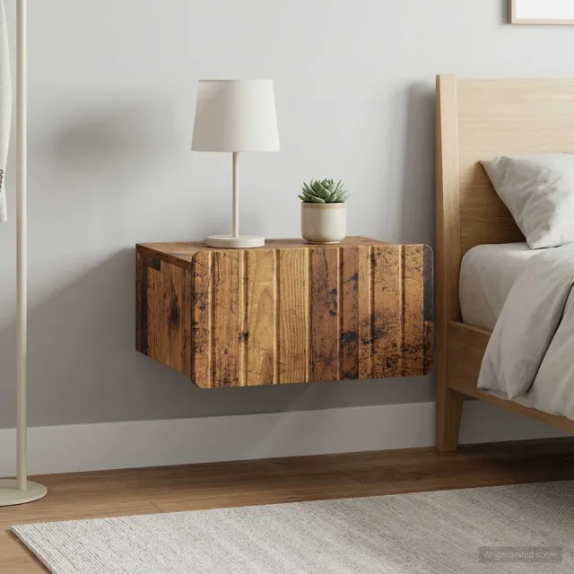 vidaXL Wandbeugel Bedkast 2 st Oud hout 49 x 34,5 x 24 cm Bewerkt hout bruin, foto 2