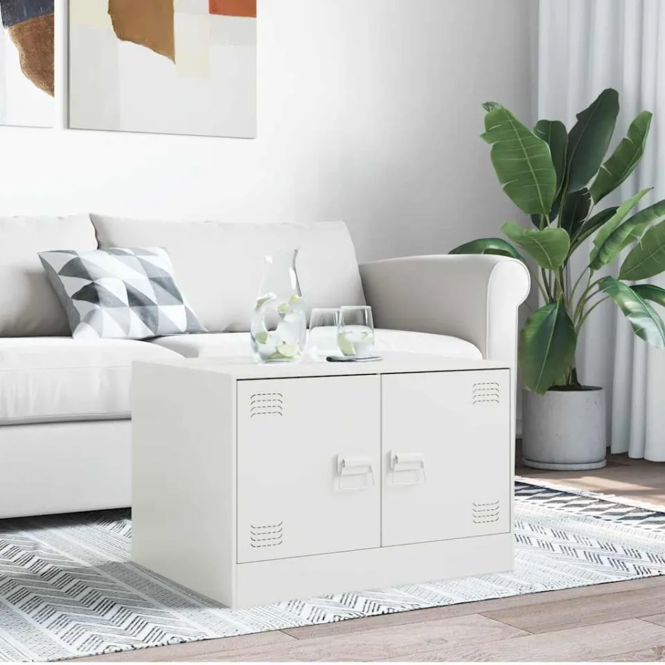 vidaXL Salontafel 67x50x44 cm staal wit, foto 3