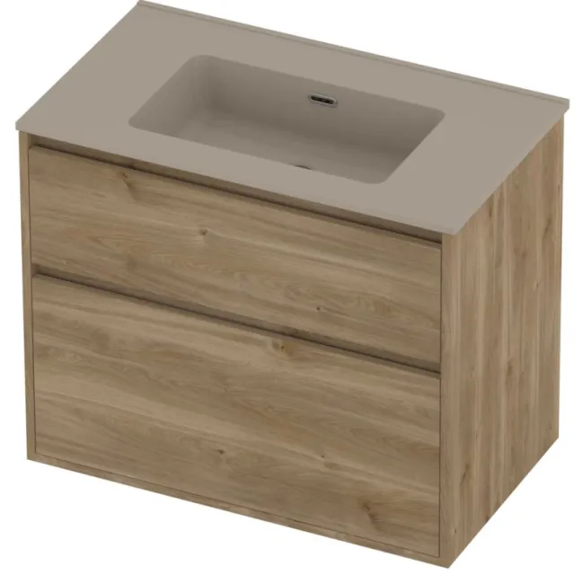 Proline Tribute Badmeubelset Porselein Elegant 80x46x67 cm Mat Crème Cotton Cider Oak Eiken