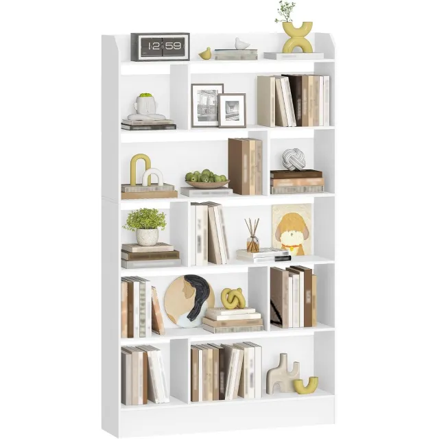 HILINSIE boekenplank met 6 vakken, opbergplank, 170 cm, wit