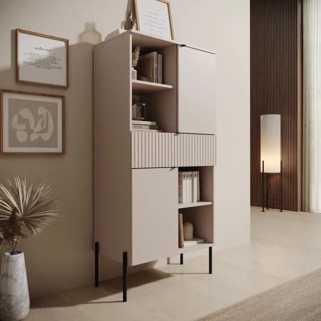 MEUBELLA Oriya - Boekenkast - Beige - 70x40x150 cm