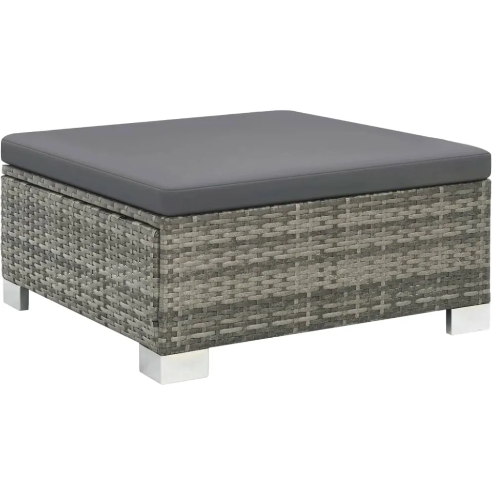 vidaXL 10-delige Loungeset met kussens poly rattan grijs, foto 4
