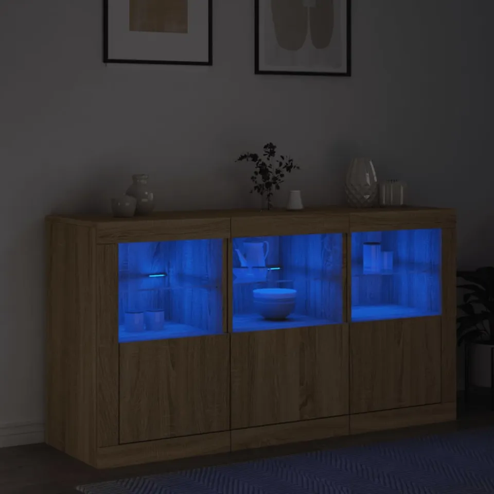 vidaXL Dressoir met LED-verlichting 123x37x67 cm sonoma eikenkleurig, foto 4