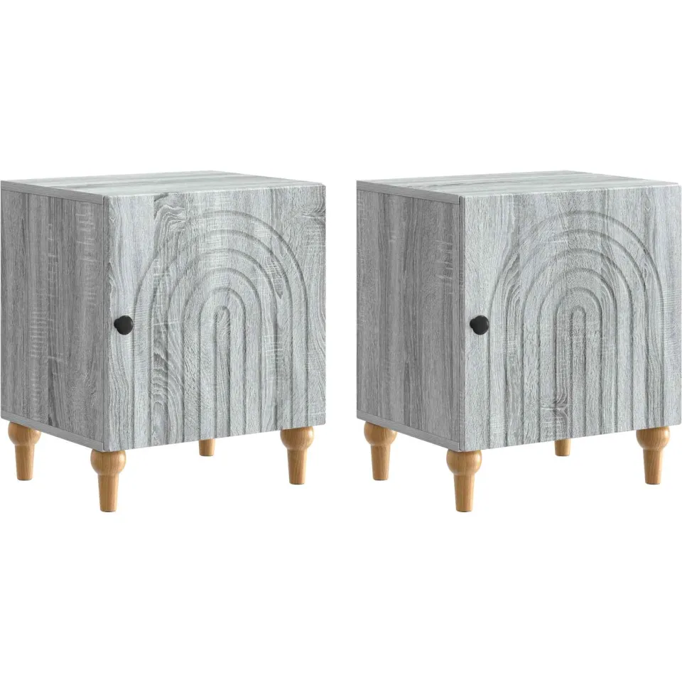 vidaXL Nachtkastje 2 st Grijs sonoma 43 x 34,5 x 50 cm Bewerkt hout, foto 3