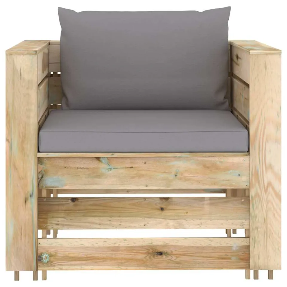 vidaXL 2-delige Loungeset met kussens groen geïmpregneerd hout, foto 3