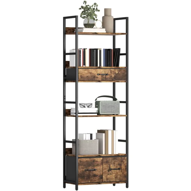 Homcom Boekenplank - Spaanplaat - 60x30x176cm - Rustiek Bruin