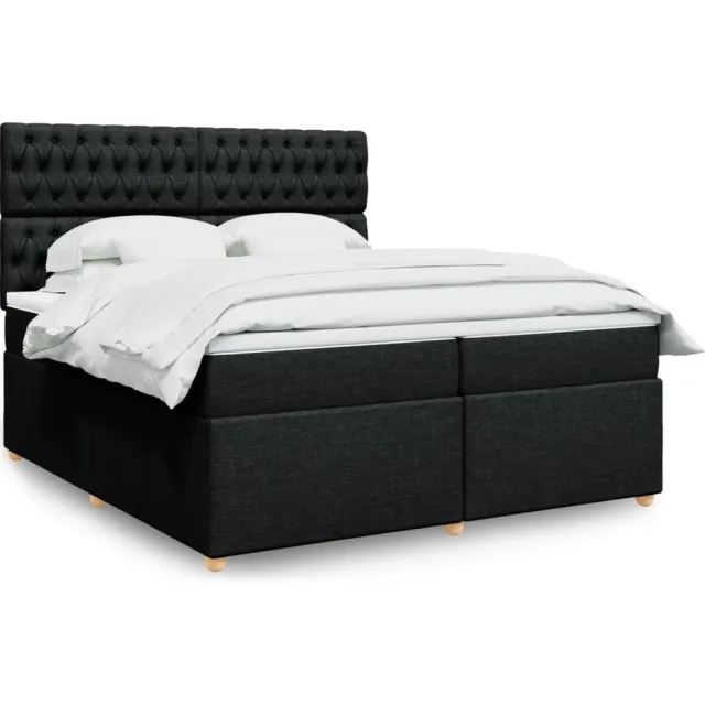 vidaXL Boxspring met matras stof zwart 200x200 cm