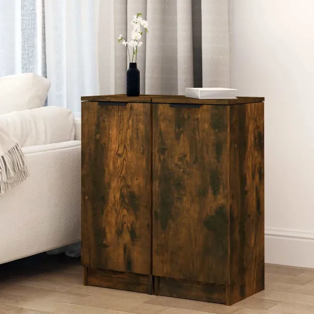 vidaXL Dressoirs 2 st 30x30x70 cm bewerkt hout gerookt eikenkleurig, foto 2
