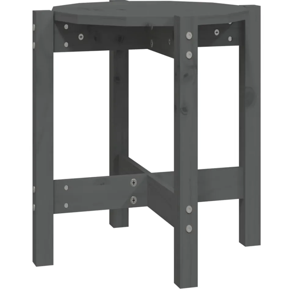 vidaXL Salontafel Ø 42,5x45 cm massief grenenhout grijs