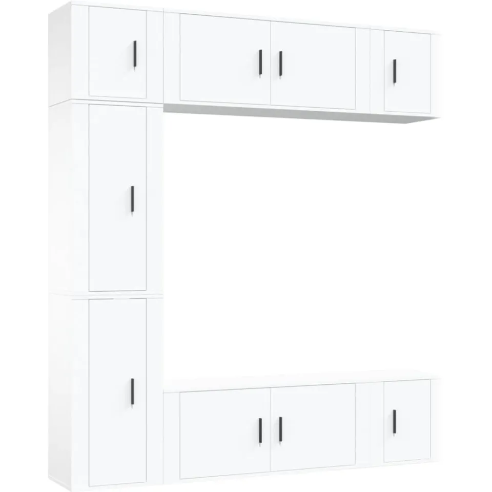 vidaXL 7-delige Tv-meubelset bewerkt hout wit, foto 3