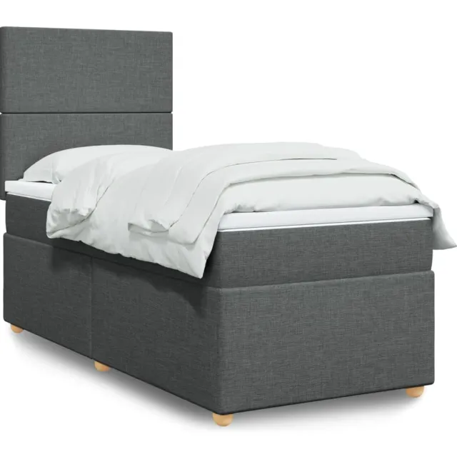 vidaXL Boxspring met matras stof donkergrijs 90x200 cm grijs